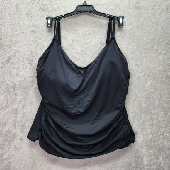 Bleu Rod Beattie Tankini Plus Size 20W Ruched Swim Underwire‎ Adjustable Black - Picture 1 of 6